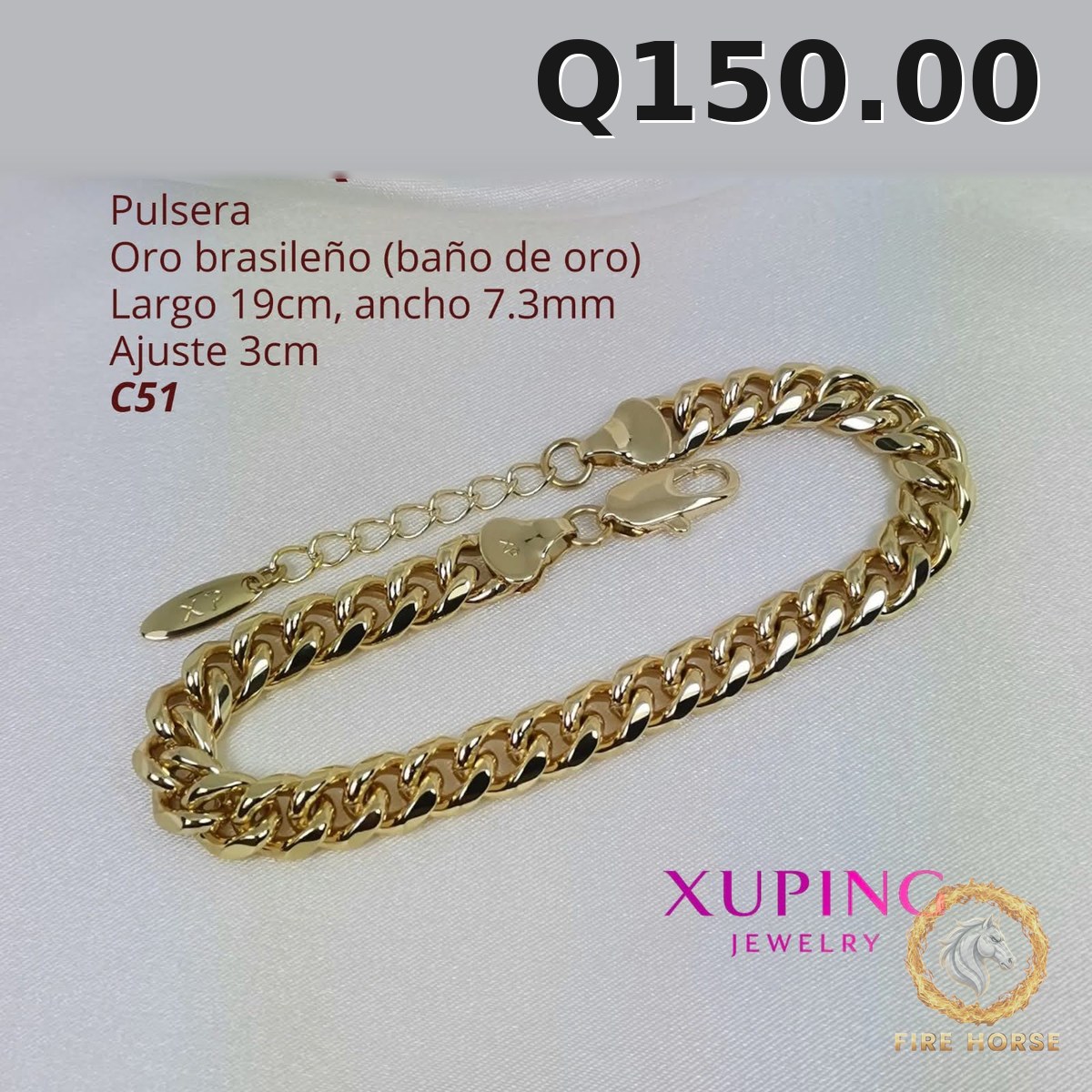 Pulsera C-51 · Largo 19 cm / Ancho 7.3 mm