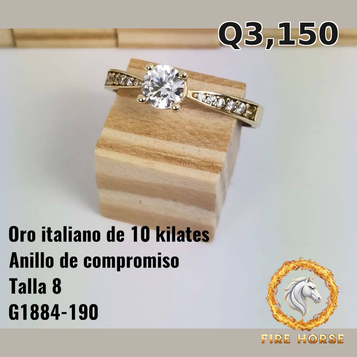 Anillo de compromiso de oro italiano 10k — G1884-190