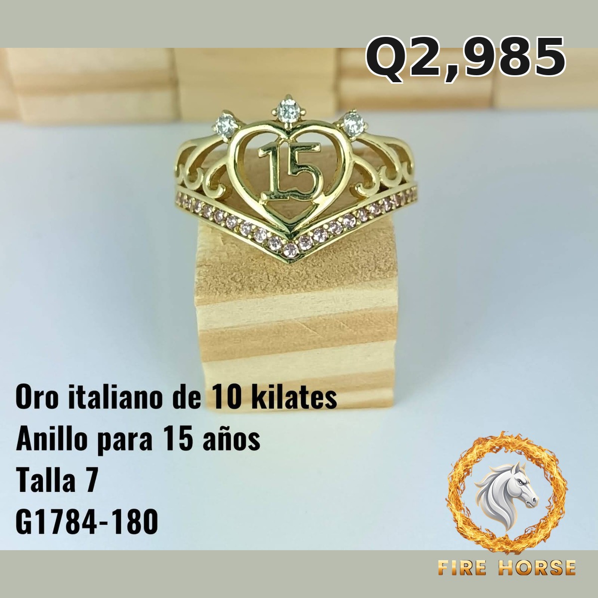 Anillo de 15 años de oro italiano 10k — G1784-180