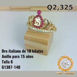 Anillo de 15 años de oro italiano 10k — G1387-140