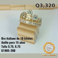 Anillo de 15 años de oro italiano 10k — G1985-200