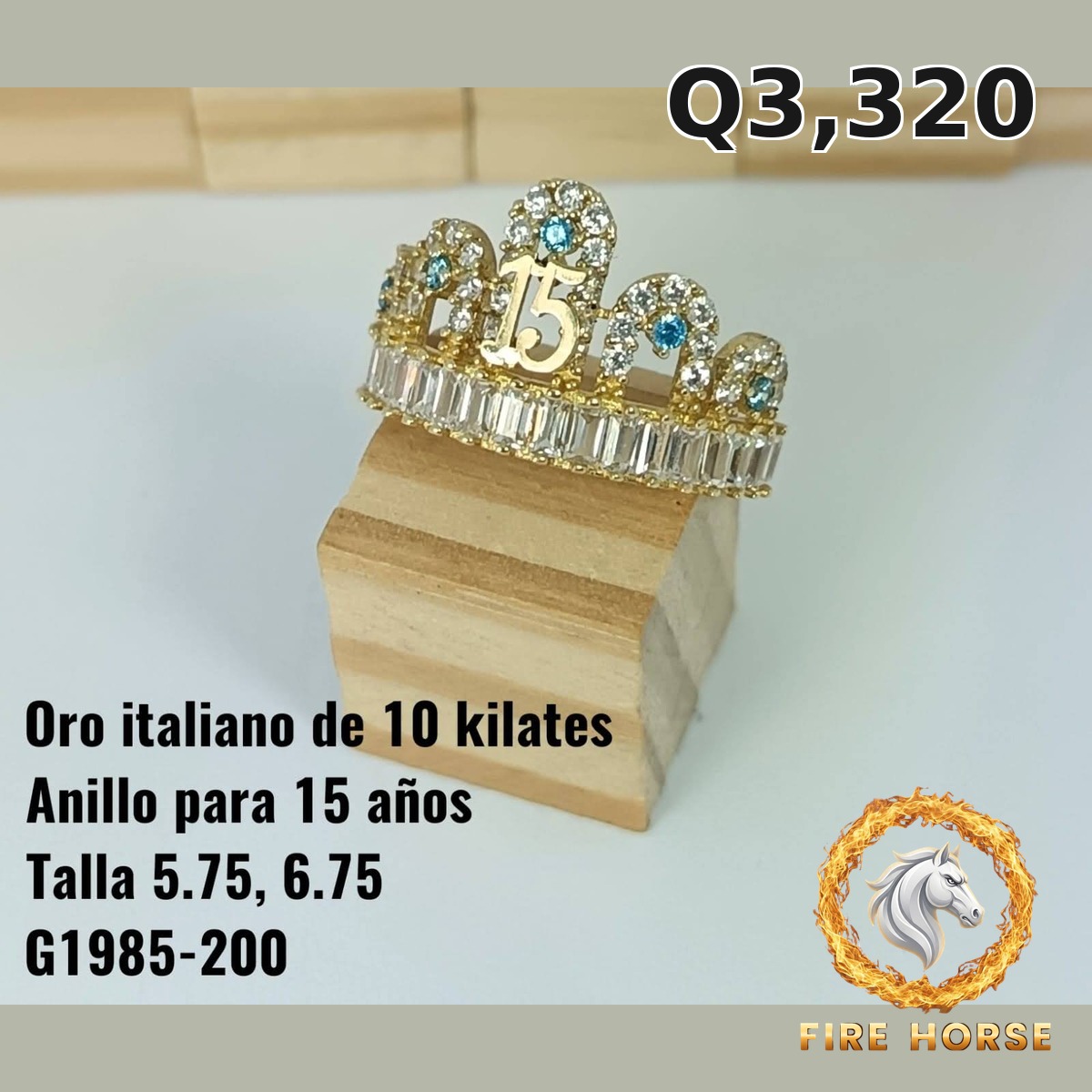 Anillo de 15 años de oro italiano 10k — G1985-200