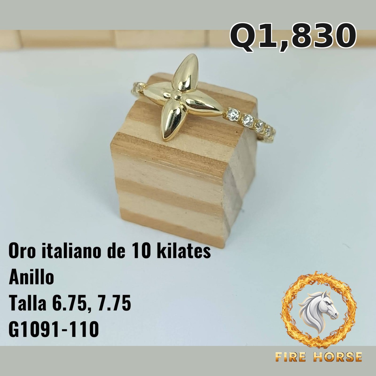 Anillo de oro italiano 10k — G1091-110
