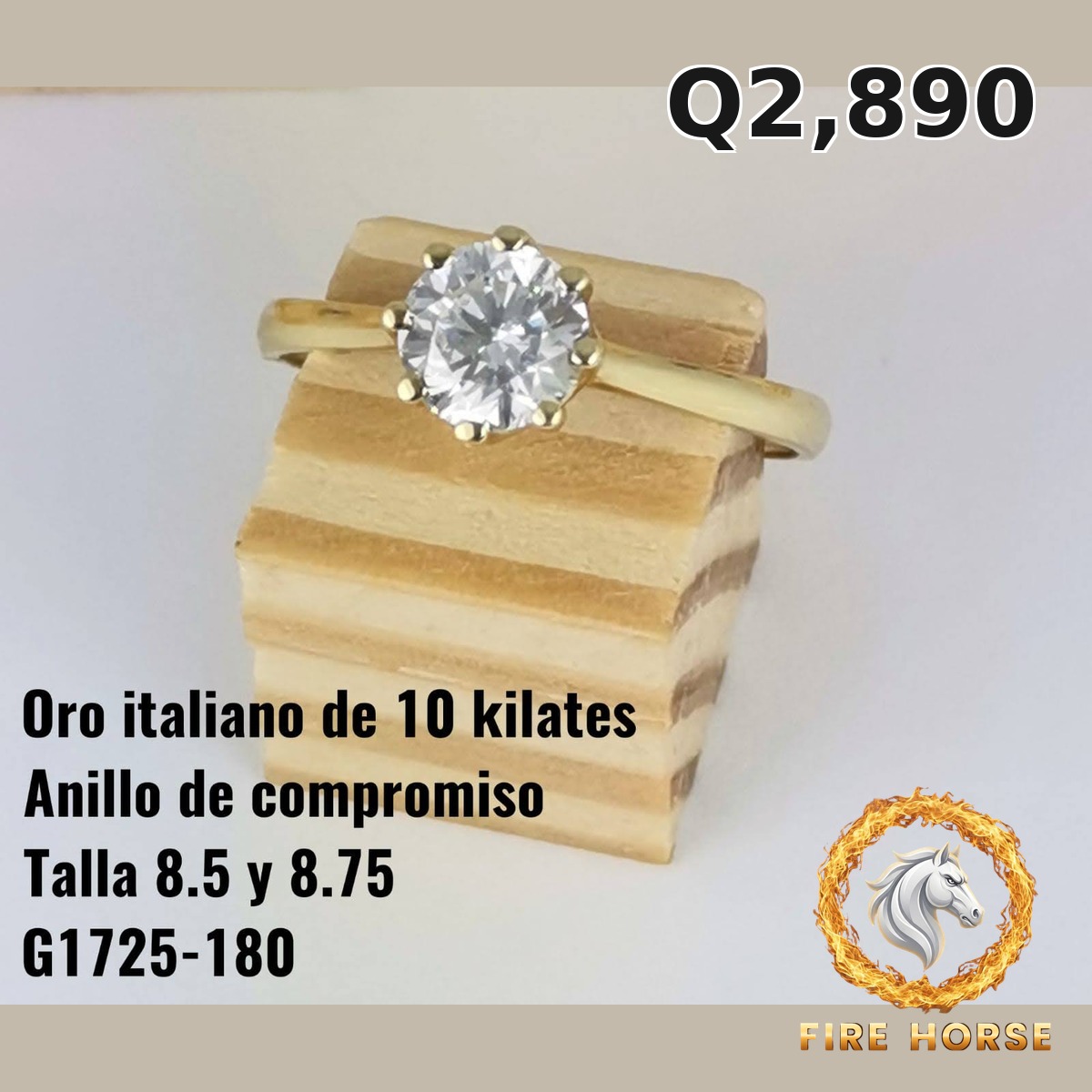 Anillo de compromiso de oro italiano 10k — G1725-180