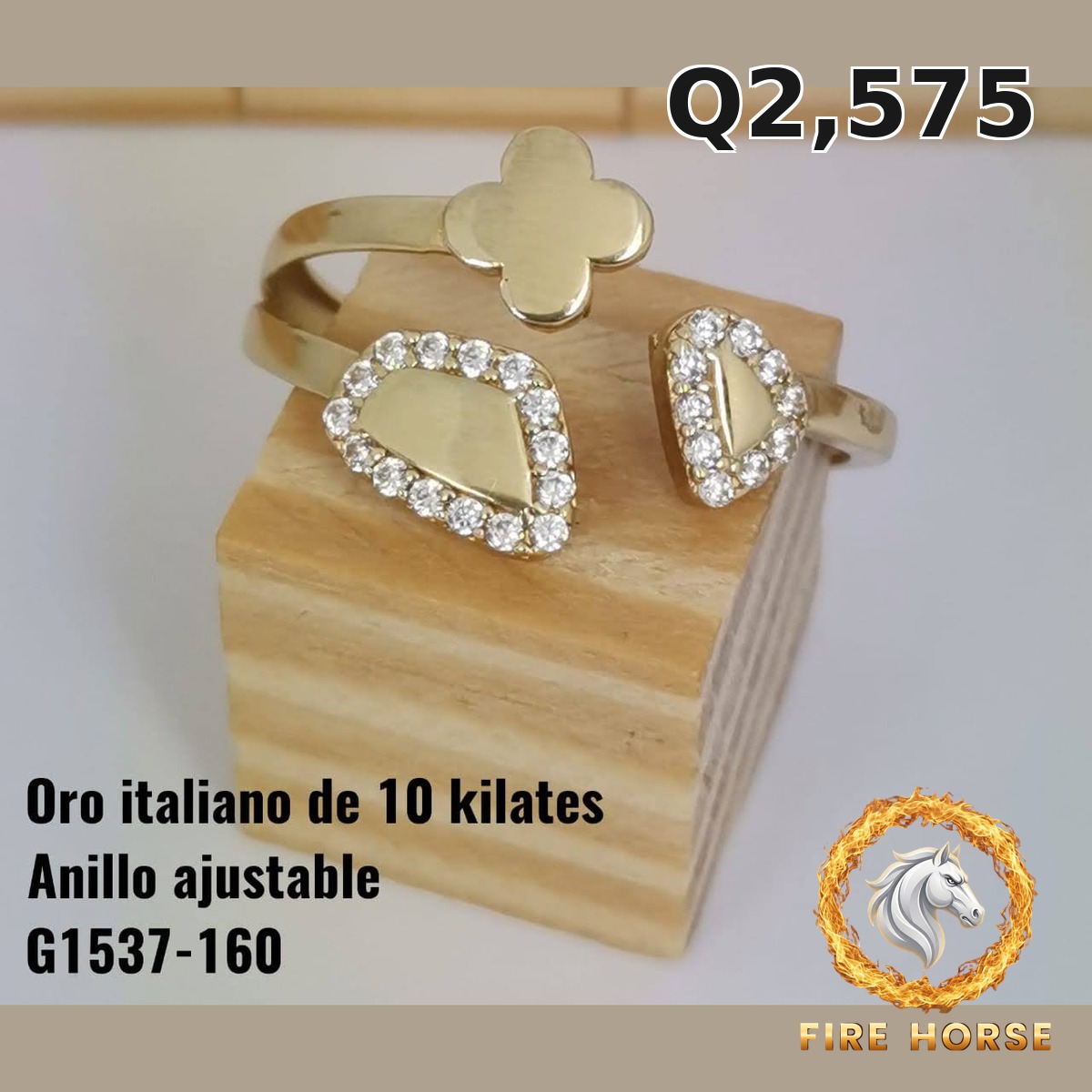 Anillo ajustable de oro italiano 10k — G1537-160