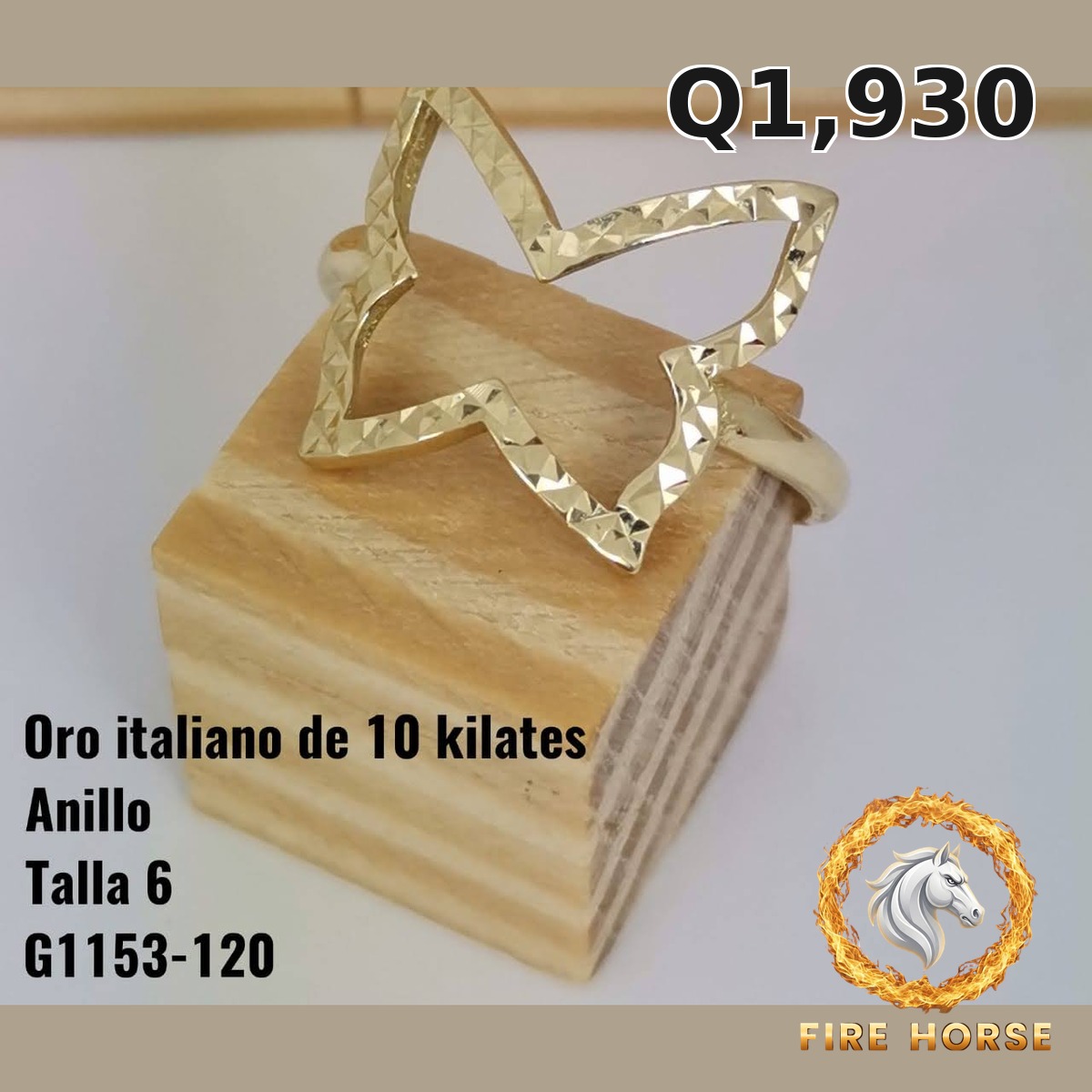 Anillo de oro italiano 10k — G1153-120