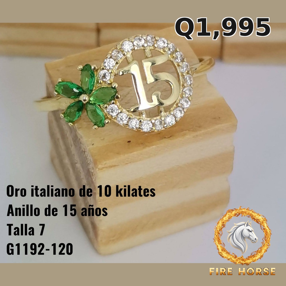 Anillo de 15 años de oro italiano 10k — G1192-120