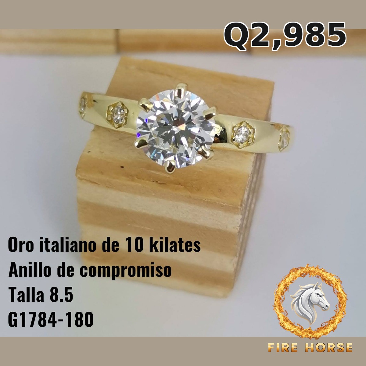 Anillo de compromiso de oro italiano 10k — G1784-180