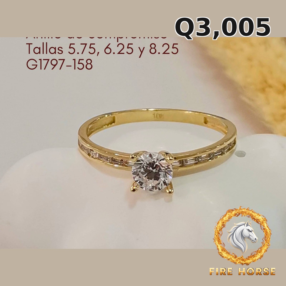 Anillo de compromiso de oro italiano 10k — G1797-158