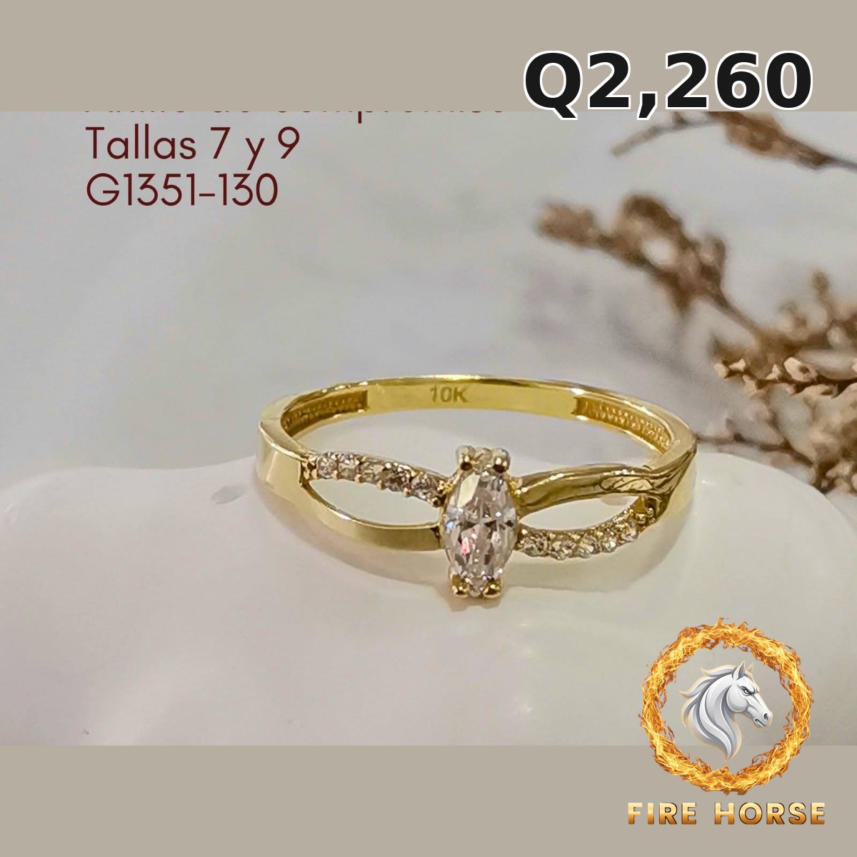 Anillo de compromiso de oro italiano 10k — G1351-130