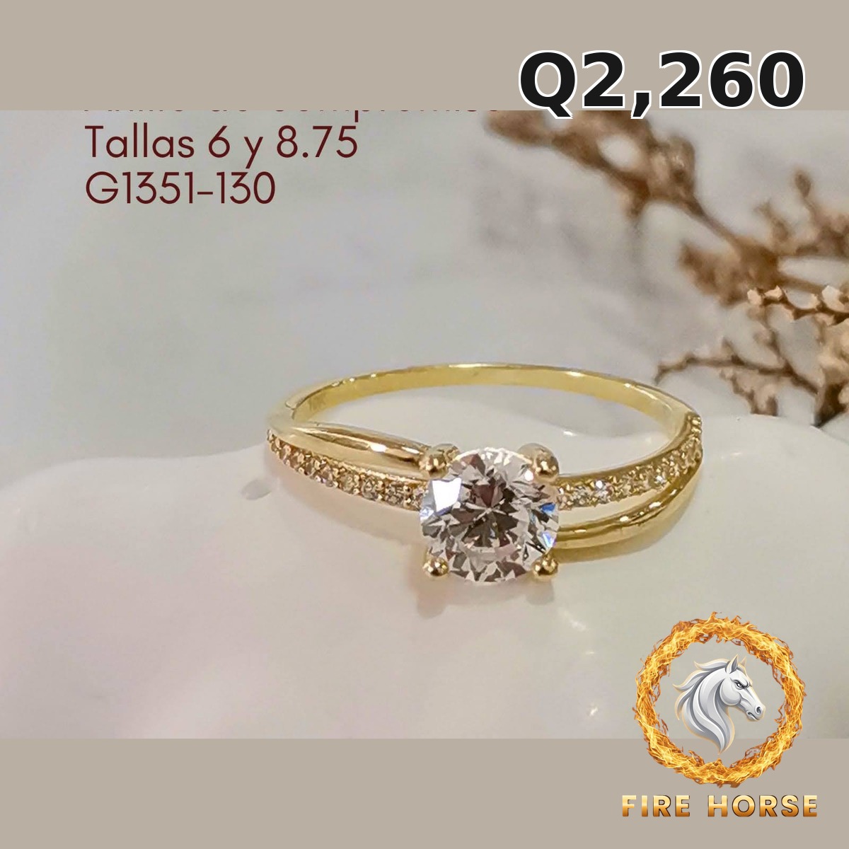 Anillo de compromiso de oro italiano 10k — G1351-130
