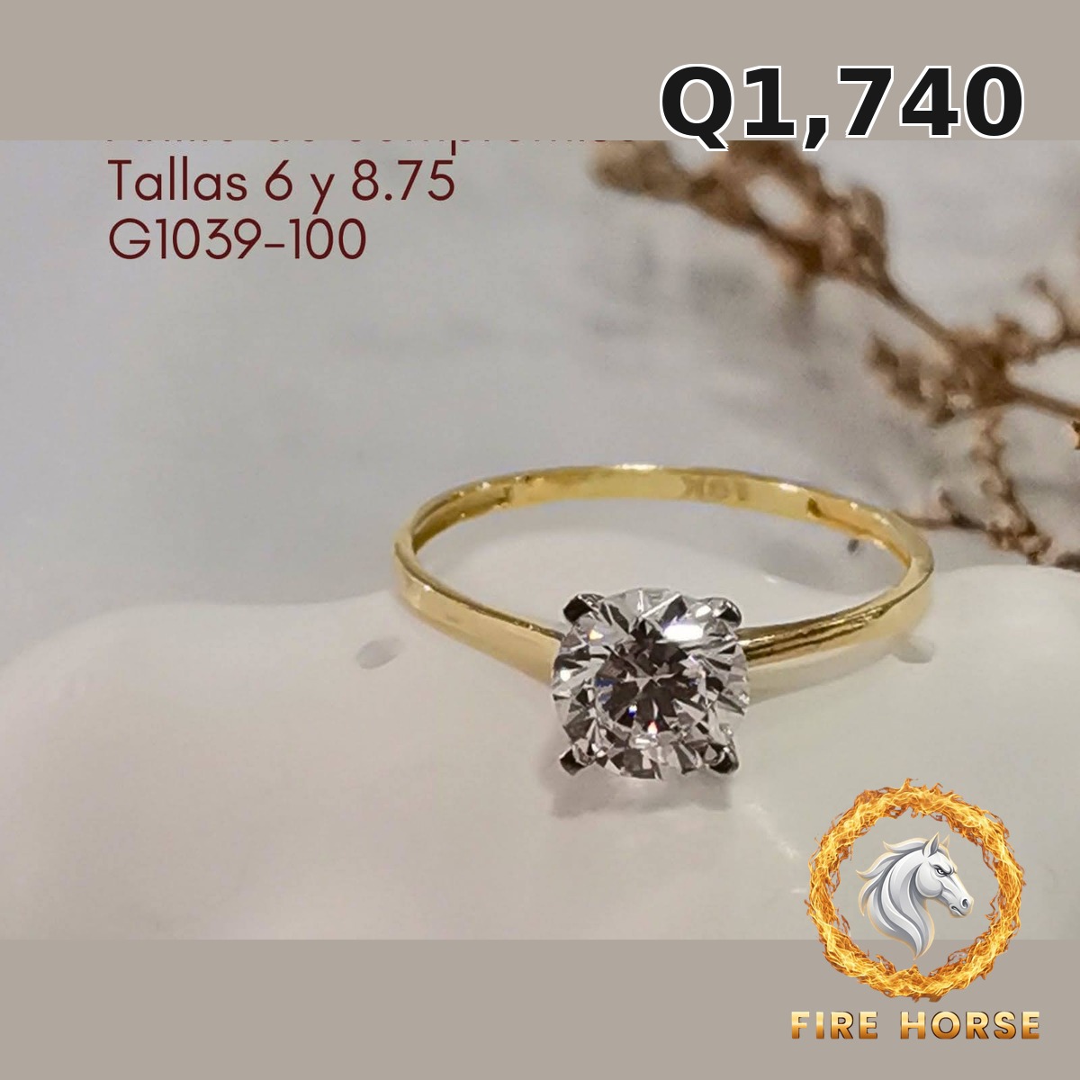 Anillo de compromiso de oro italiano 10k — G1039-100