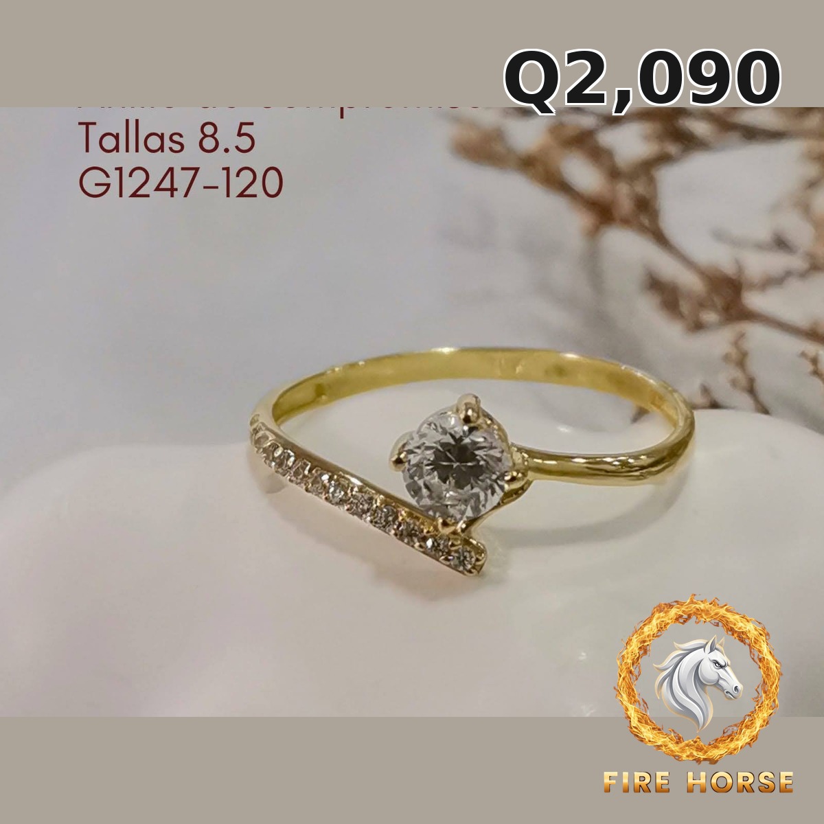 Anillo de compromiso de oro italiano 10k — G1247-120