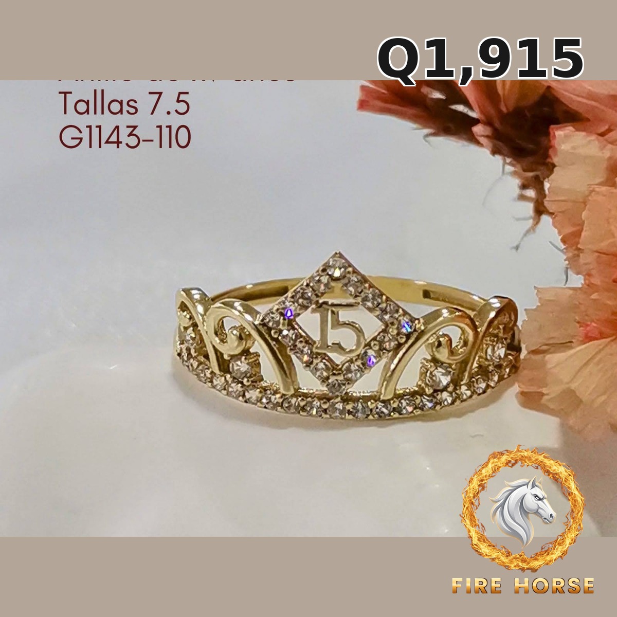 Anillo de 15 años de oro italiano 10k — G1143-110