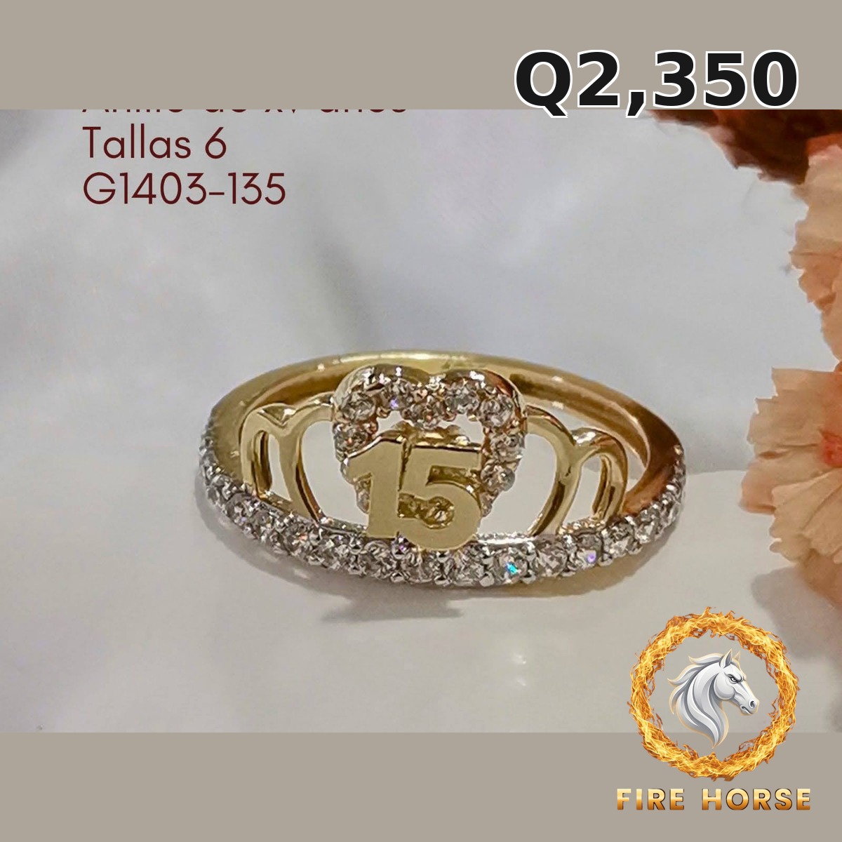 Anillo de 15 años de oro italiano 10k — G1403-135