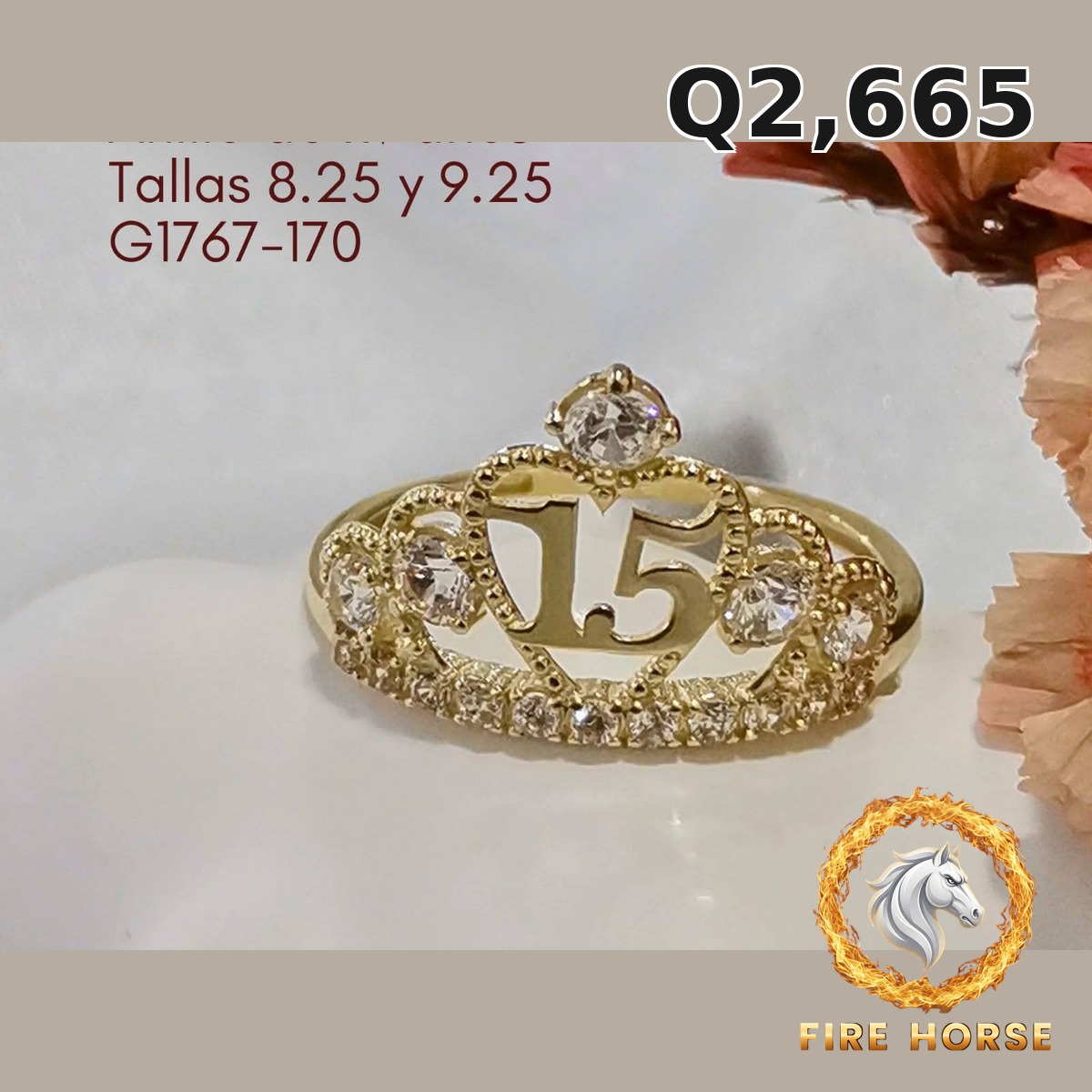 Anillo de 15 años de oro italiano 10k — G1767-170