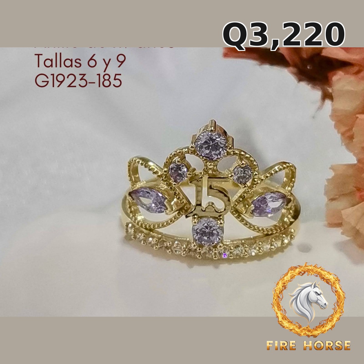 Anillo de 15 años de oro italiano 10k — G1923-185
