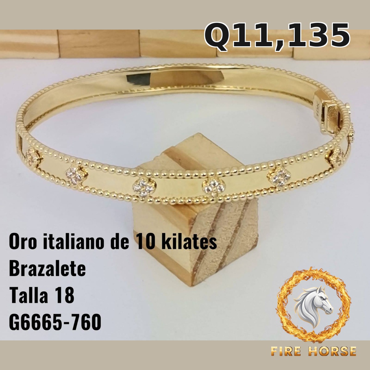 Brazalete de oro italiano 10k — G6665-760