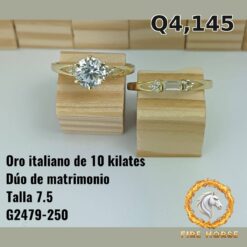 Dúo de matrimonio de oro italiano 10k — G2479-250