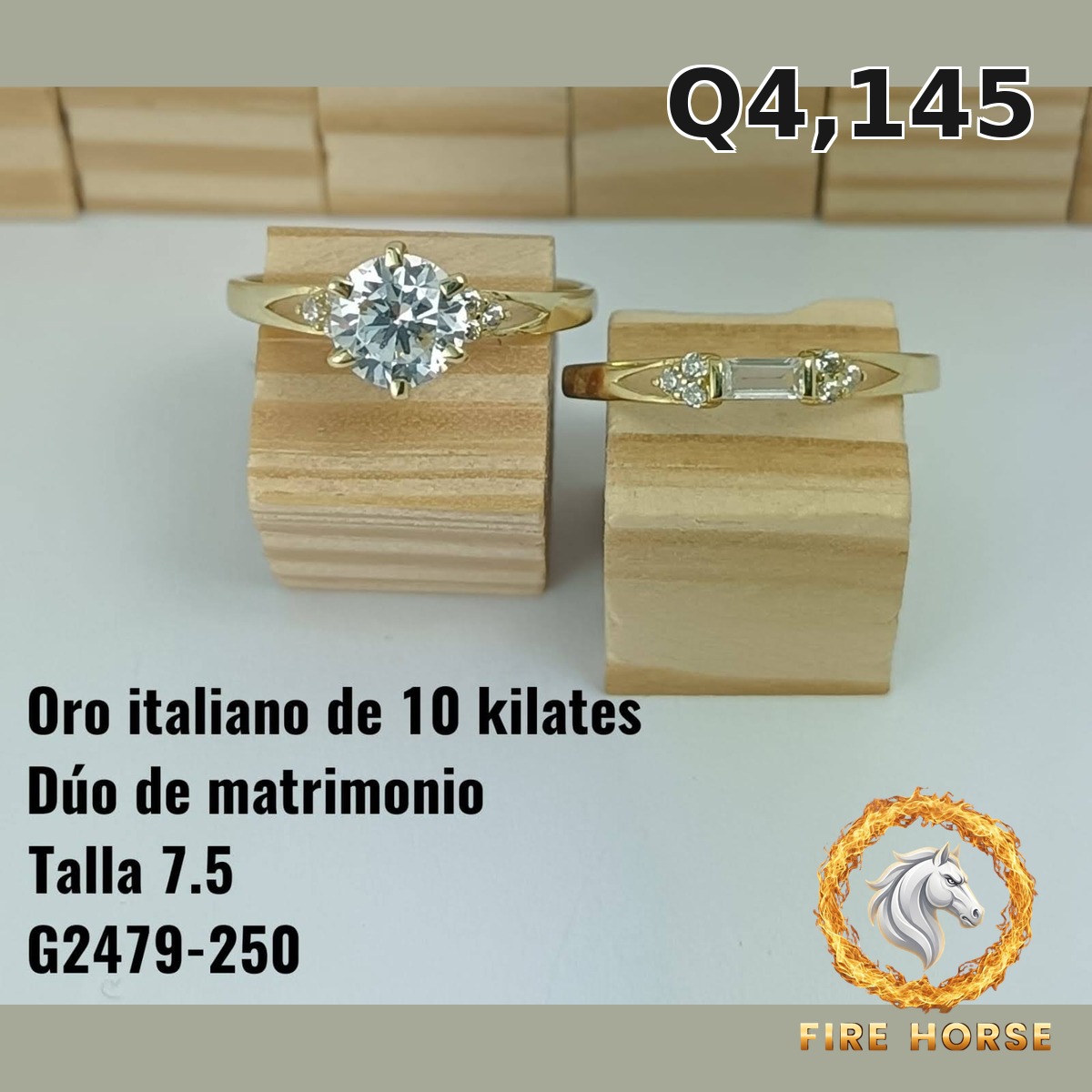 Dúo de matrimonio de oro italiano 10k — G2479-250