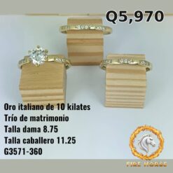Trío de matrimonio de oro italiano 10k — G3571-360