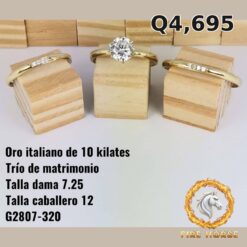 Trío de matrimonio de oro italiano 10k — G2807-320