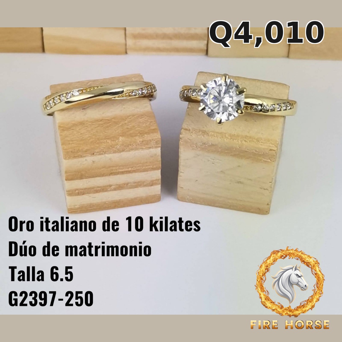 Dúo de matrimonio de oro italiano 10k — G2397-250