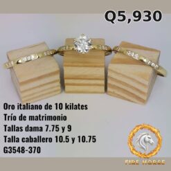 Trío de matrimonio de oro italiano 10k — G3548-370