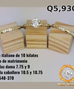 Trío de matrimonio de oro italiano 10k — G3548-370