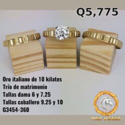 Trío de matrimonio de oro italiano 10k — G3454-360
