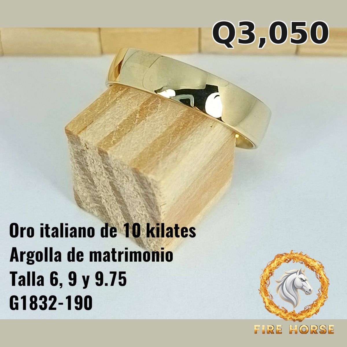 Argolla de matrimonio de oro italiano 10k — G1823-190