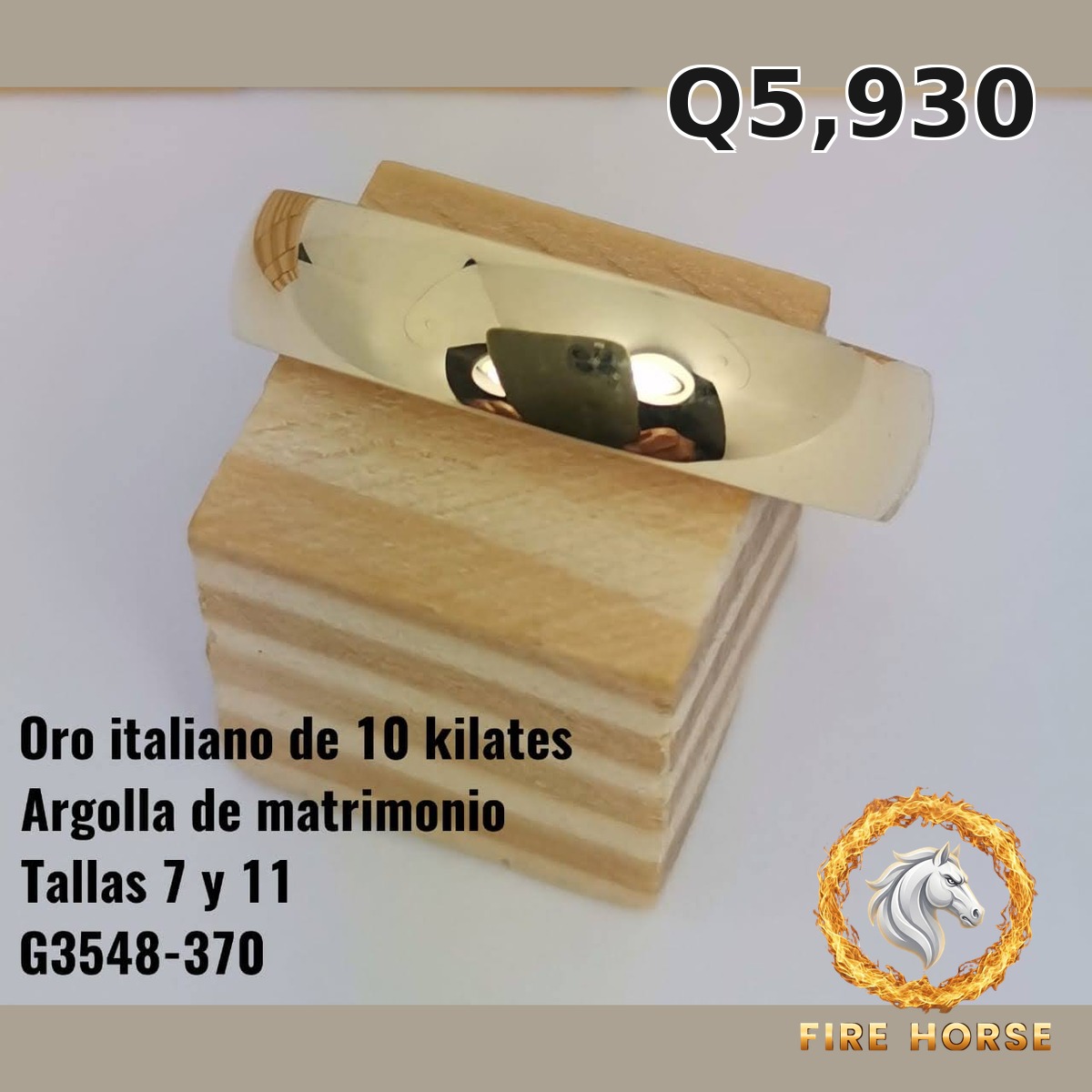 Argolla de matrimonio de oro italiano 10k — G3548-370