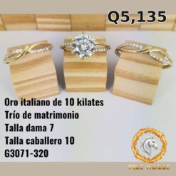 Trío de matrimonio de oro italiano 10k — G3071-320