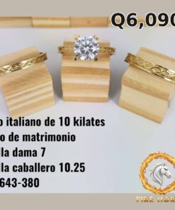 Trío de matrimonio de oro italiano 10k — G3643-380