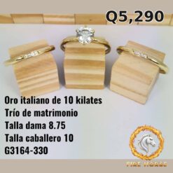 Trío de matrimonio de oro italiano 10k — G3164-330