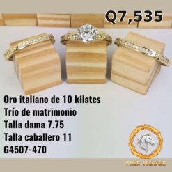 Trío de matrimonio de oro italiano 10k — G4507-470