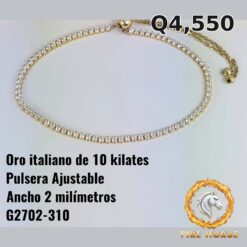Pulsera ajustable de oro italiano 10k — G2720-310