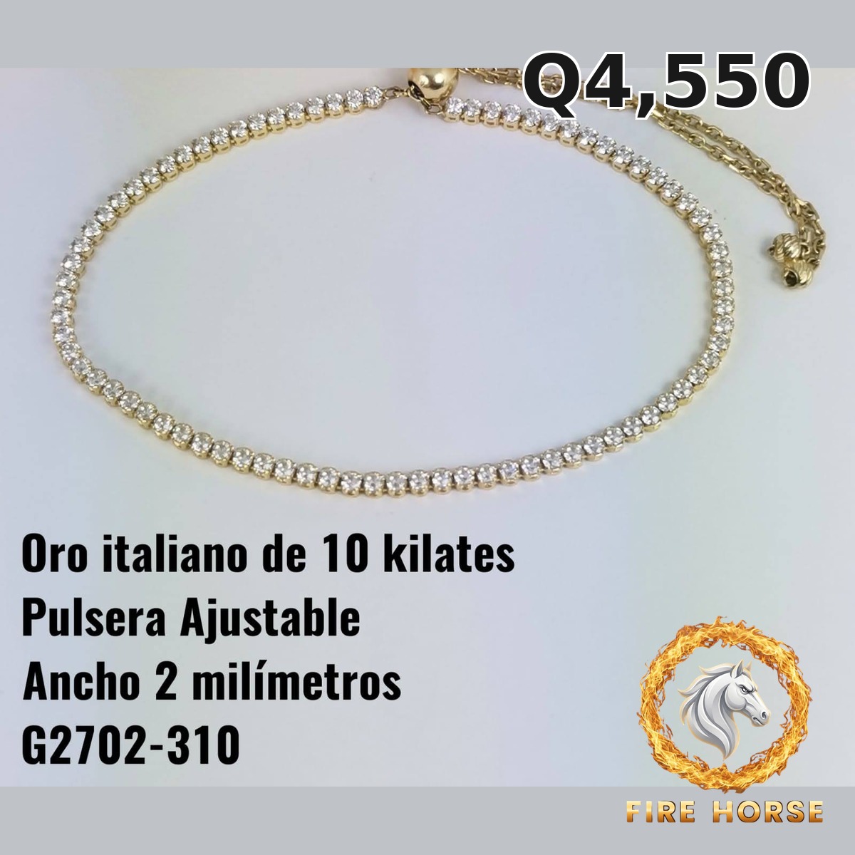 Pulsera ajustable de oro italiano 10k — G2720-310
