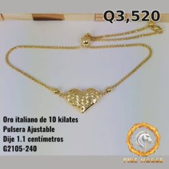 Pulsera ajustable de oro italiano 10k — G2105-240