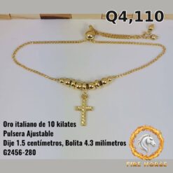 Pulsera ajustable de oro italiano 10k — G2456-280