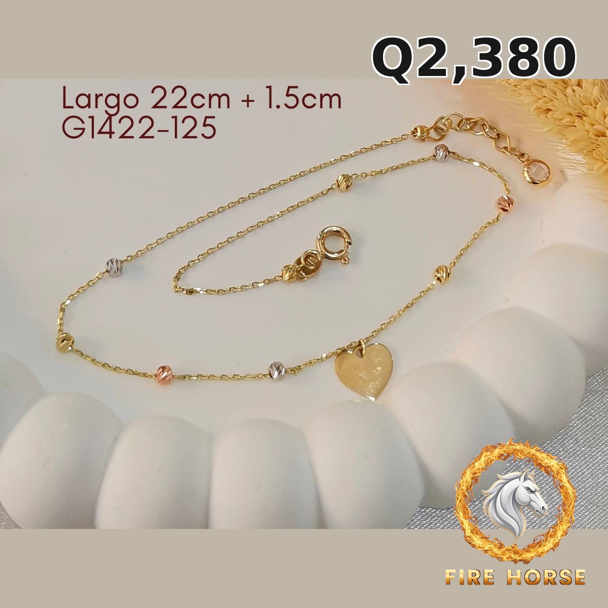 Tobillera de oro italiano 10k — G1422-125